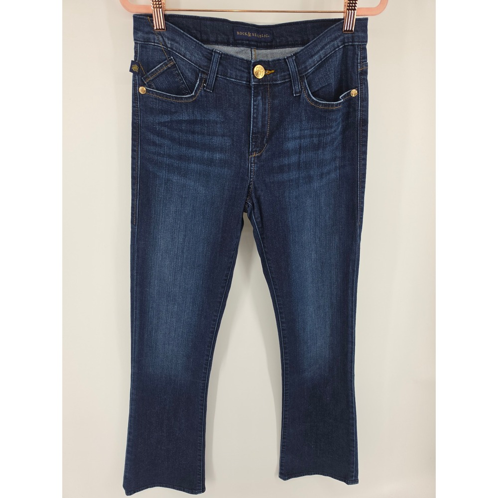 Rock & Republic Kasandra Dark Wash Studded Bootcut Jeans Size 10M R010348